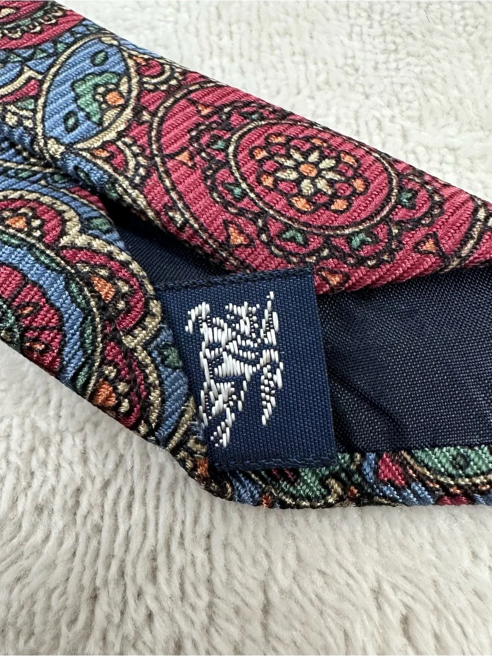 Vintage Burberry Tie multicolor medallion paisley. Equestrian Knight men’s